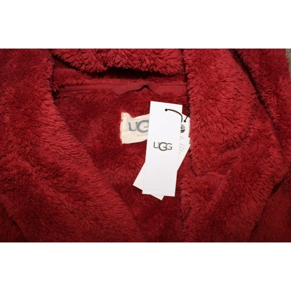 UGG Men's Loungewear Beckett Long Sleeve Sherpa Hooded‎ Robe NWT RED